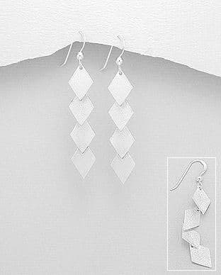 925 Sterling Silver Hand Crafted Matt Finished Drop Earrings